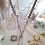 80s blue glass soliflore