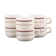6 vintage Pyrex tableware cups USA - opaline glass with burgundy band - 1970s