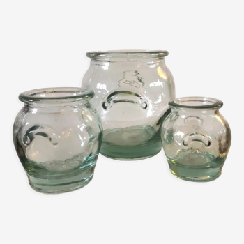 3 bocaux bonbonnières en verre design Albiglass années 70