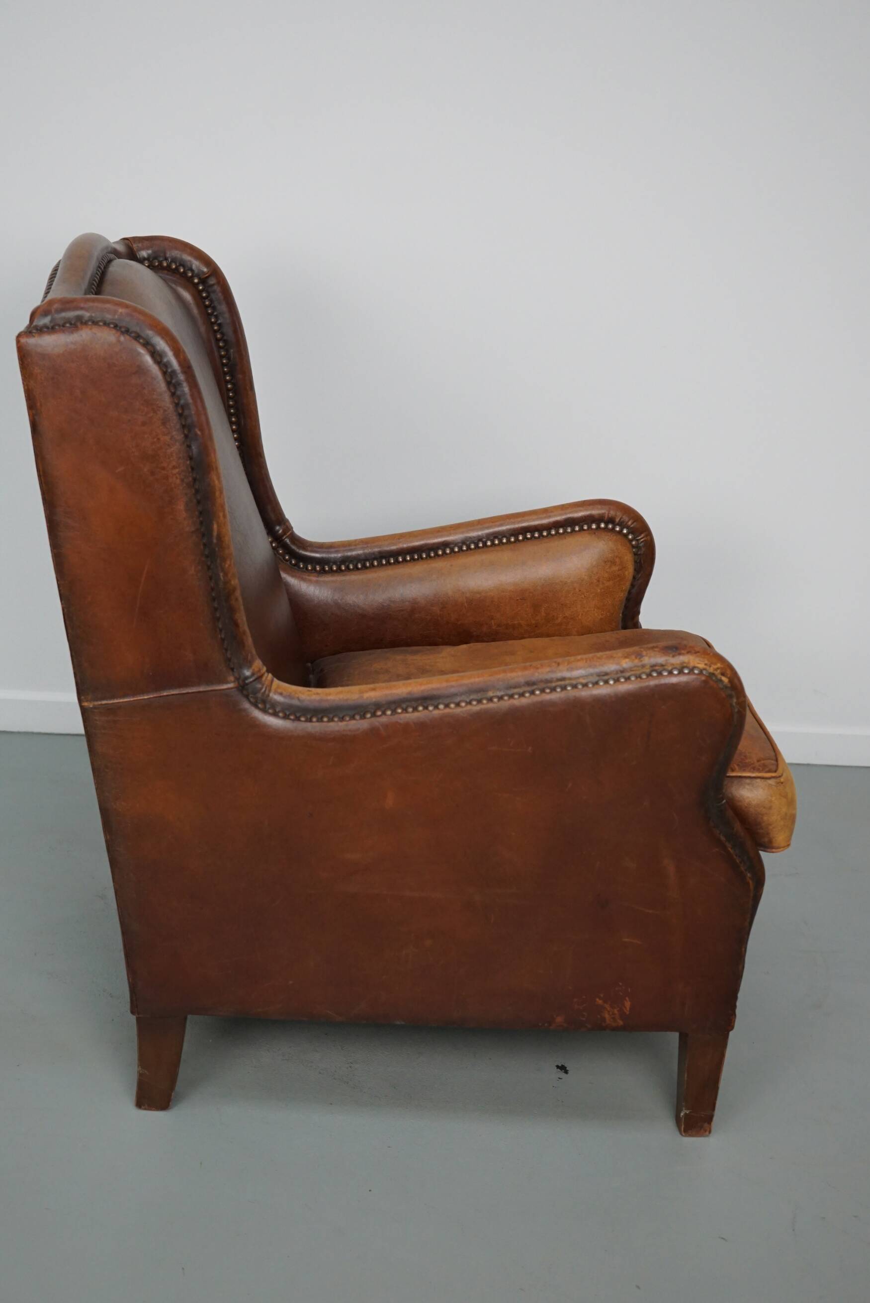 Vintage Dutch Club Chair in Cognac Leather