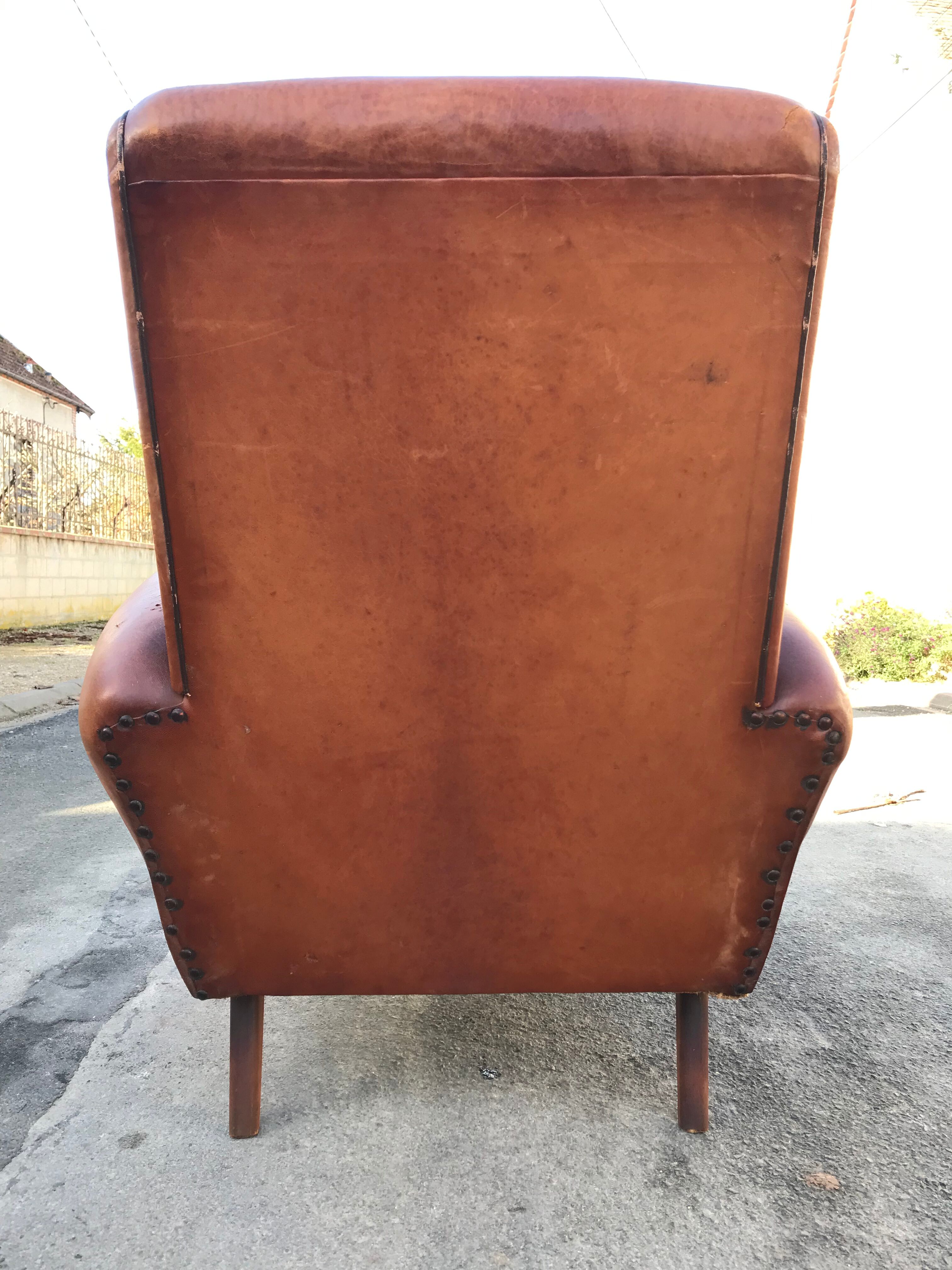 Armchair club feet compass vintage design Annees 50