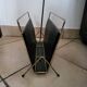 Vintage metal magazine rack in gold and black vinyl Newspaper holder
