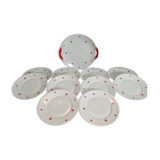 Dessert service 11 pieces in beige Bavaria porcelain with small orange flowers