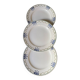 3 dessert plates stamped in art deco style.