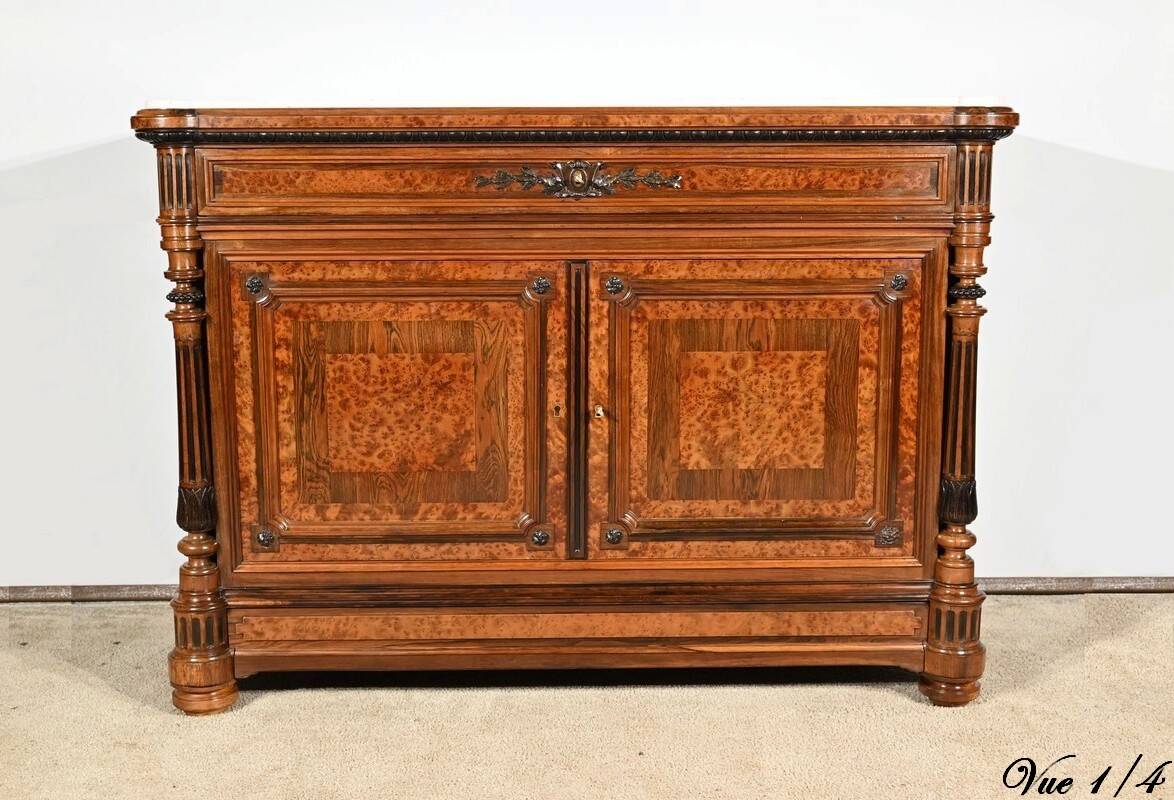 Commode Buffet in Amboyna Burl and Rosewood, Louis XVI style – 2nd Part 19th