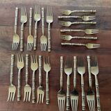 Housewife Table cutlery for 6 people. bamboo brass 78 pieces