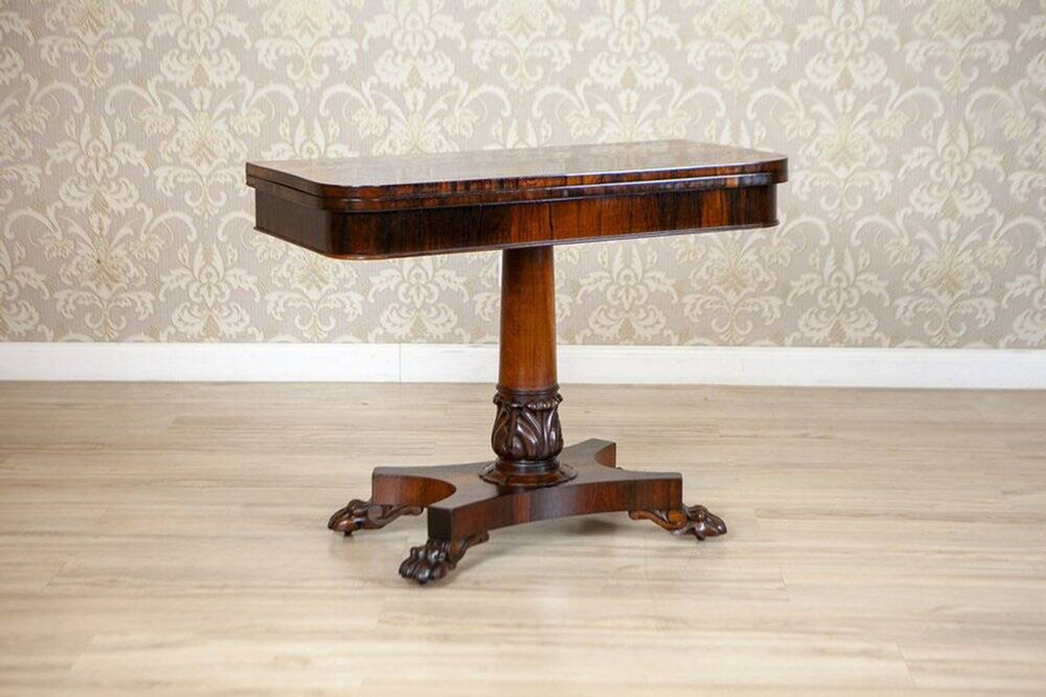 Table de cartes en palissandre pliable, années 1920
