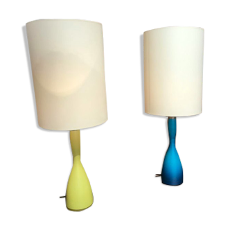 Paire de lampes italiennes en verre 1970
