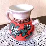 Carafe, jug, chevrette, artisanal, ceramic with floral decoration