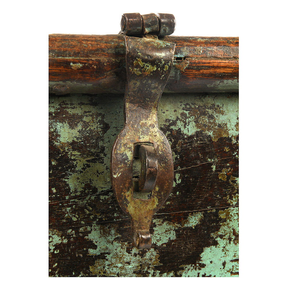 Wooden chest with green patina