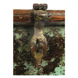 Wooden chest with green patina