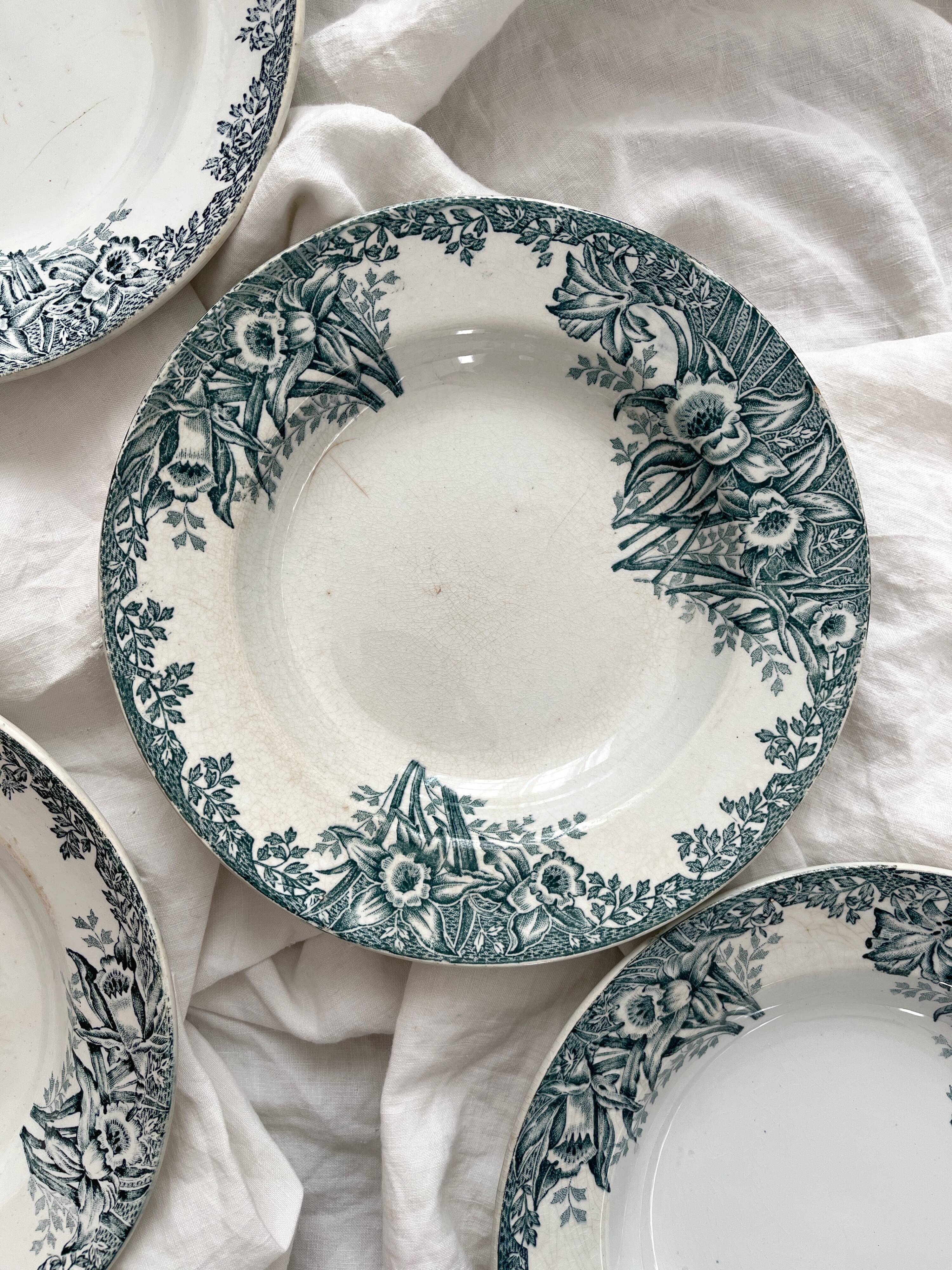 4 ironstone soup plates "Narcissus" Saint Amand A. Lebacqz & M. Bouchart