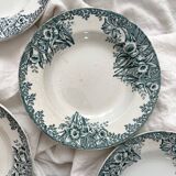 4 deep ironstone plates "Narcisse" Saint Amand A. Lebacqz & M. Bouchart
