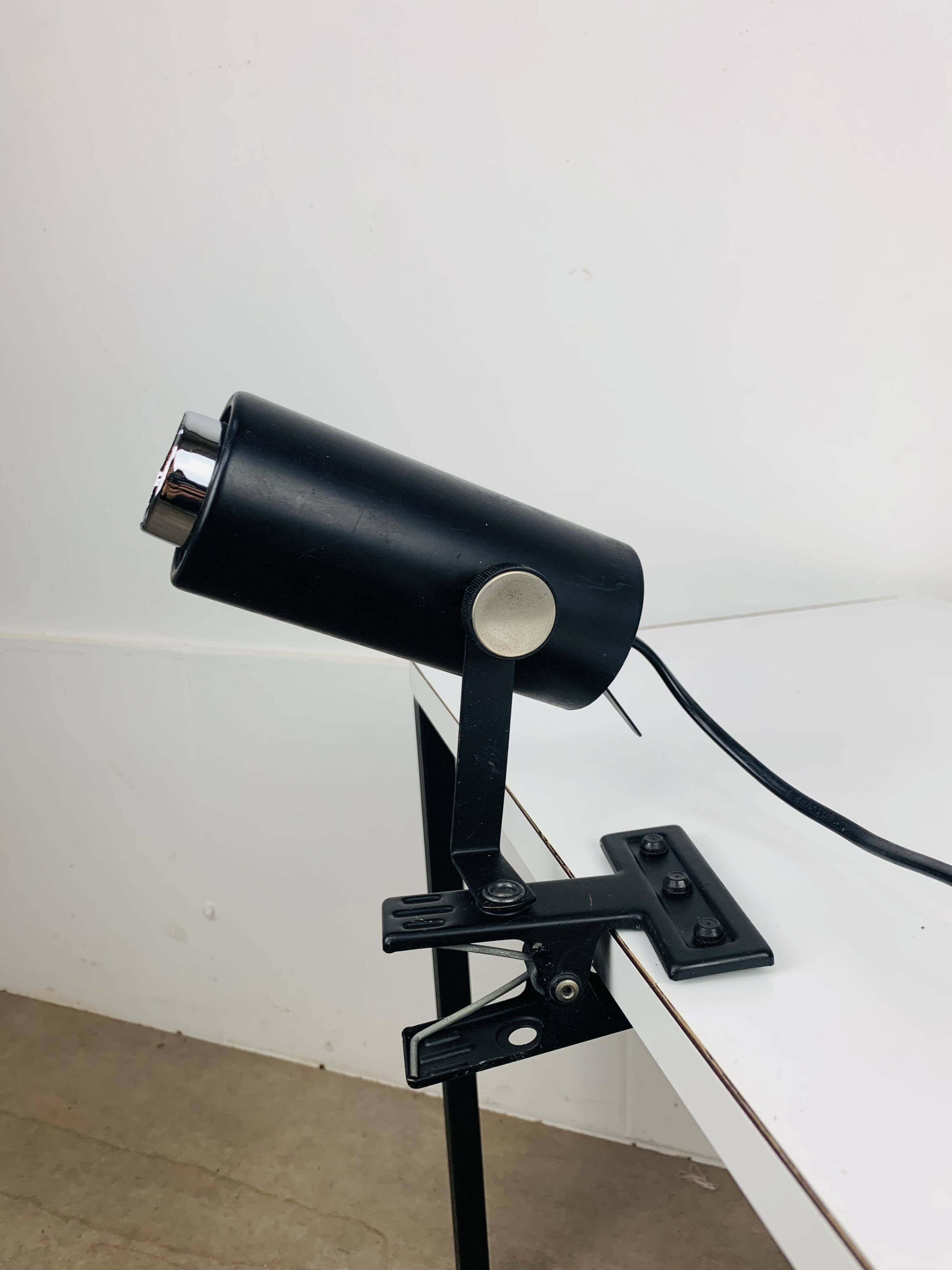 Vintage black metal clamp spotlight