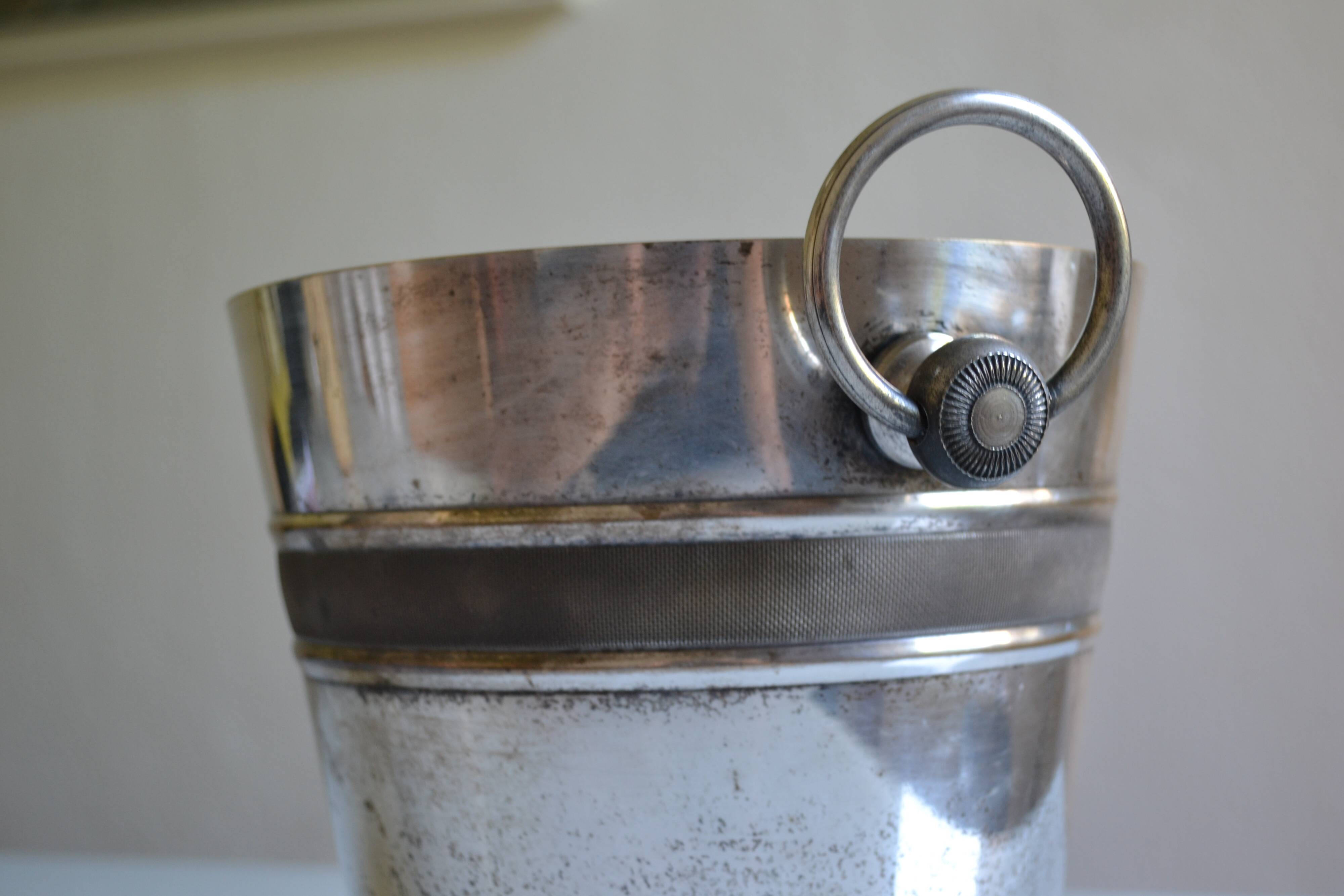 Silver-plated ice or champagne bucket with goldsmith's hallmark