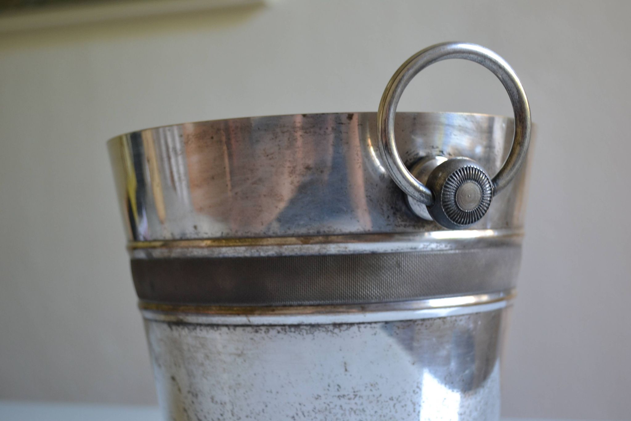 Silver-plated ice or champagne bucket with goldsmith's hallmark
