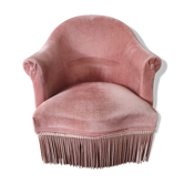 Vintage pink toad armchair with fringes