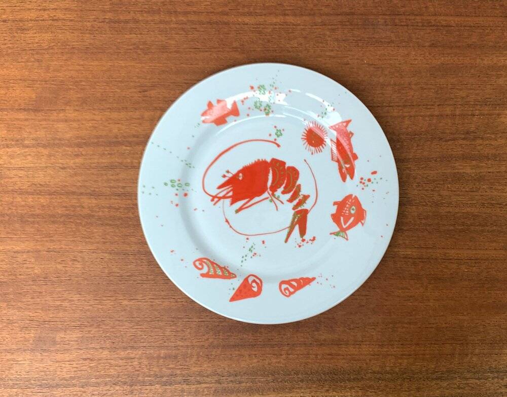 Vintage Postmodern Porcelain Plate with Subsidy Decor by René Fehr for Lengsfeld Porcelain, 1990s