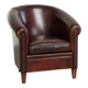 Vintage sheepskin club armchair with decorative nails and black piping