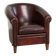 Vintage sheepskin club armchair with decorative nails and black piping