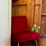 Vintage red velvet club chair