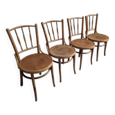 Set of 4 Fischel bentwood bistro chairs, Czechoslovakia, circa 1930–1950.