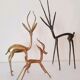 Trio gazelles and antelopes in brass and bronze