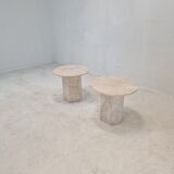 Set de 2 tables d’appoint en marbre italien, années 1980