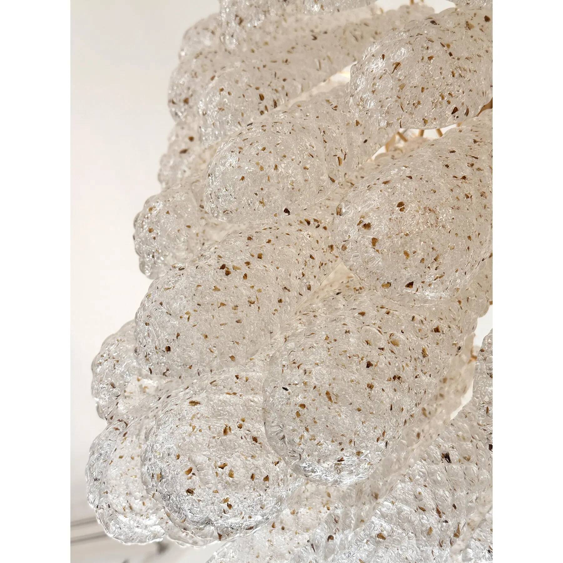 Mid-Century Modern “Conchiglie” Murano Glass Gold Chandelier