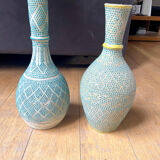 Vases vintage, anciens fait à la main, bleu