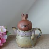 Madame Lapin stoneware teapot with its Apron Made in Japan