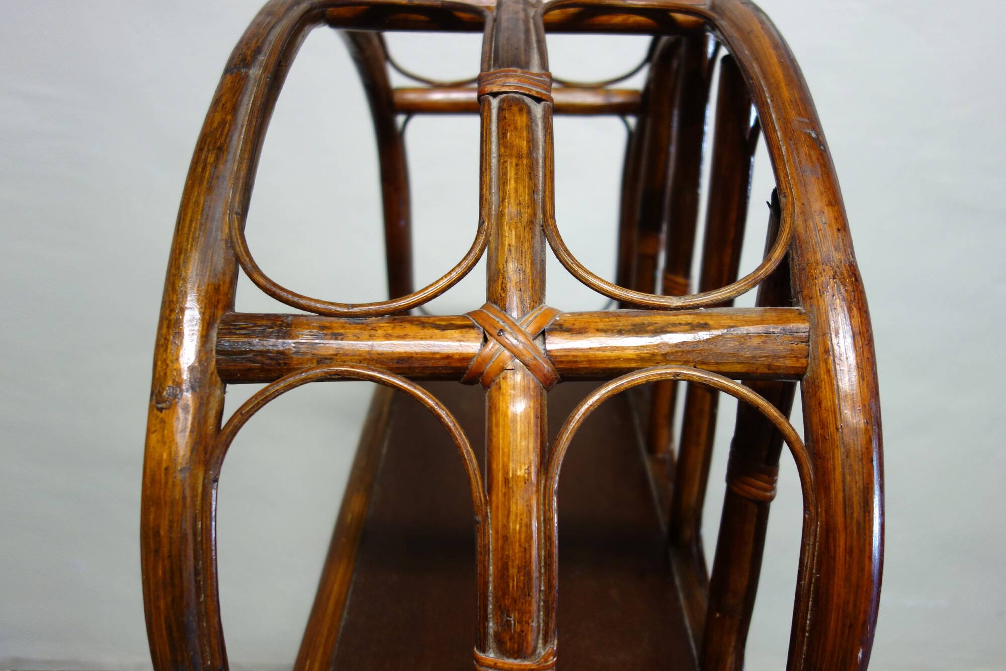 Bamboo rattan bookcase shelf from the 50s