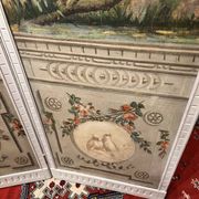 Four-panel screen from the Louis XVI period with rustic decorations.