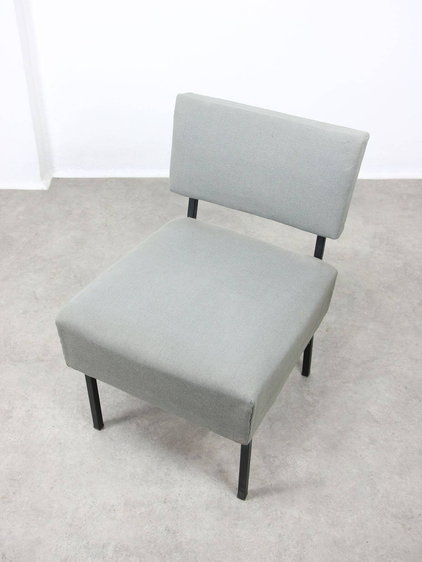 Mid-century Bauhaus Style Easy Chairs in Grey Fabric