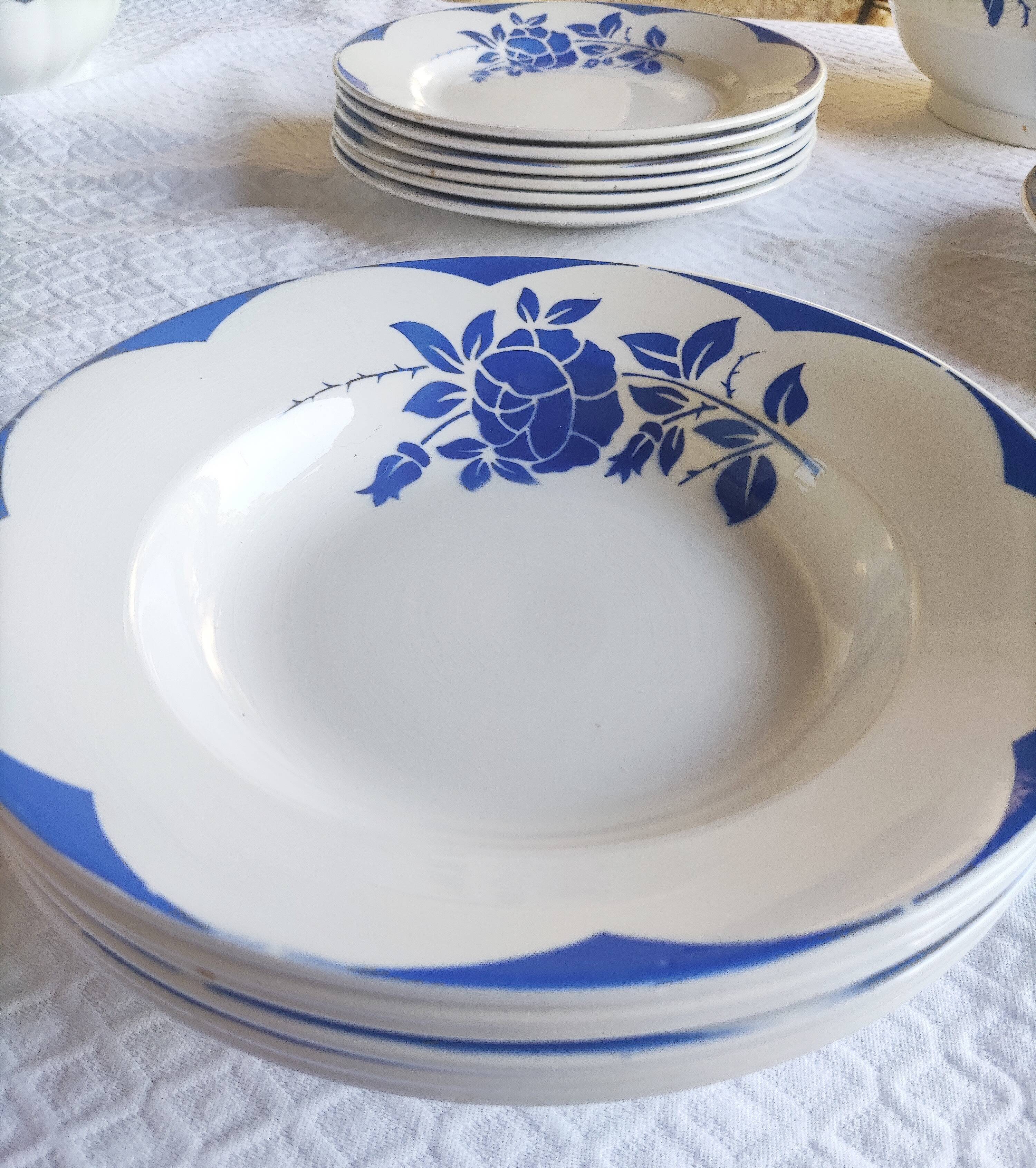 Table service Digoin Sarreguemines - blue and white