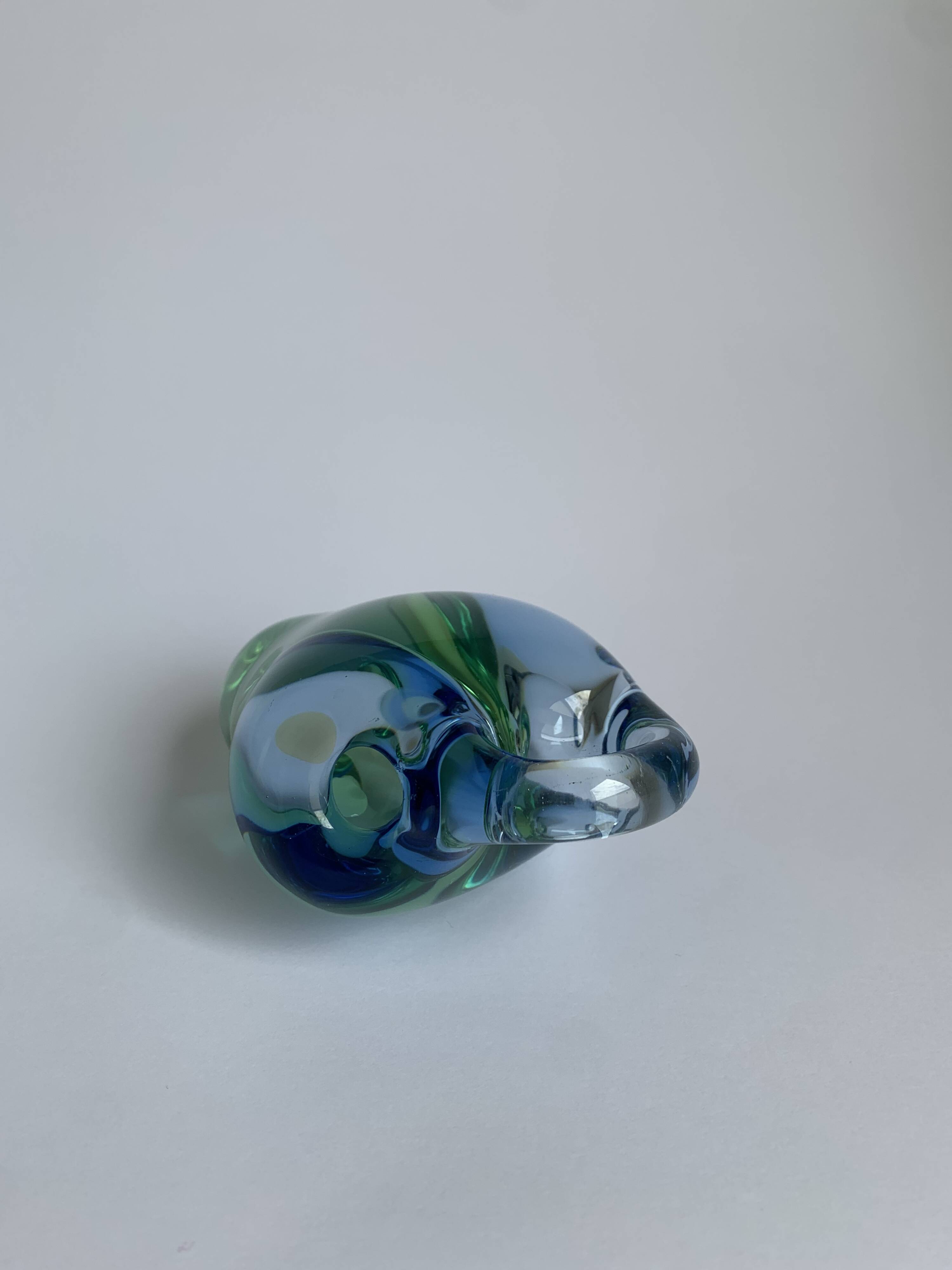 Art Glass Bowl in Blue by Jan Beranek for Skrdlovice, Czechoslovakia