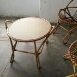 Rattan set 2 armchairs and 1 table