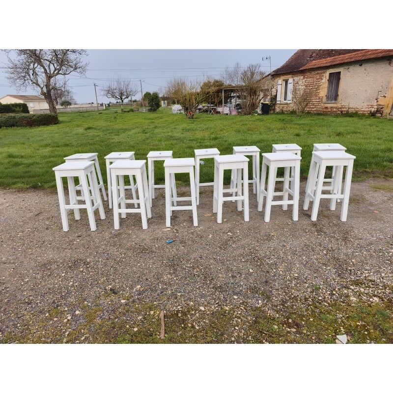 Set of 13 wooden bistro stools
