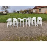 Set of 13 wooden bistro stools