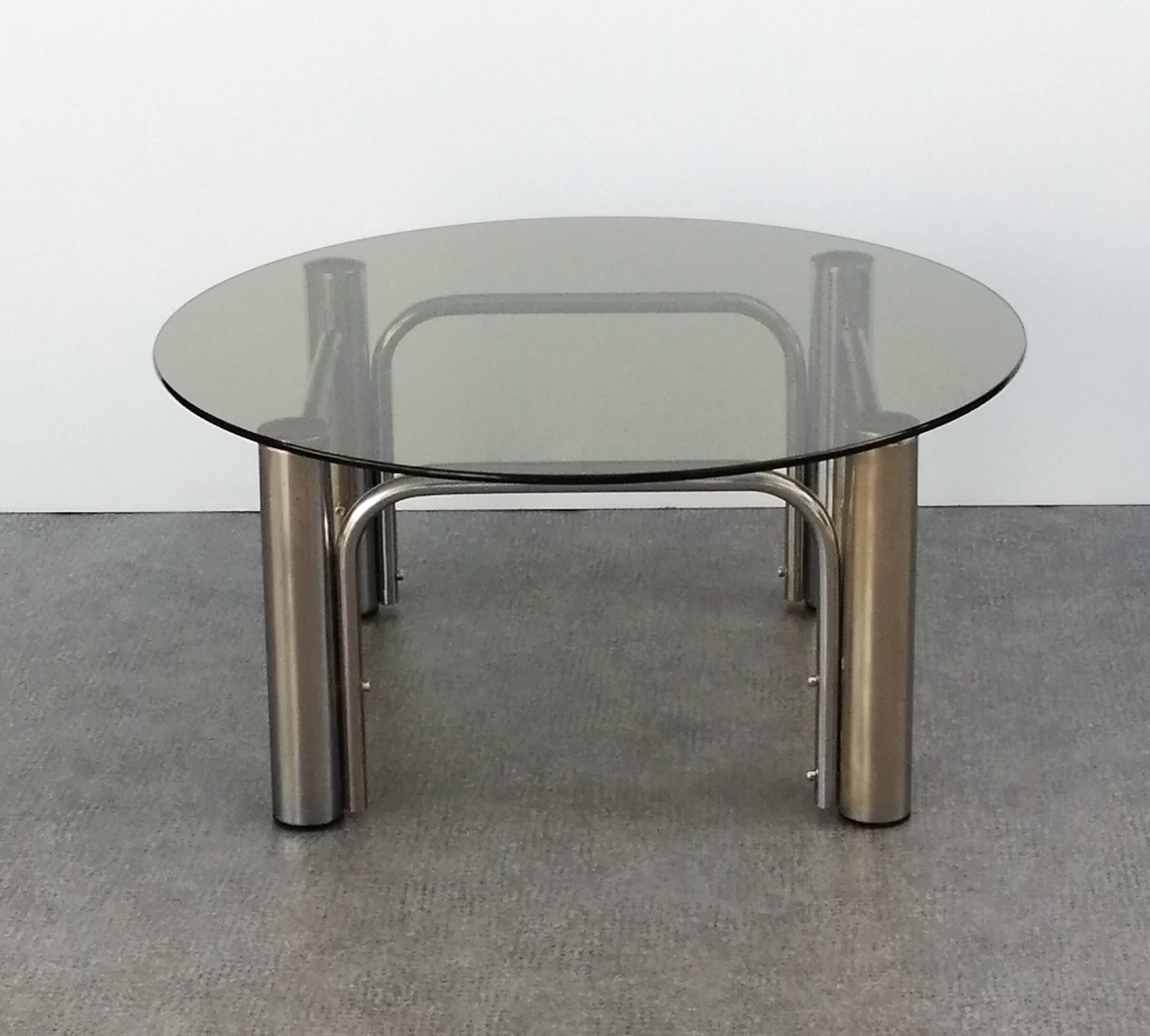 Chrome design coffee table and smoked glass space age vintage 1960