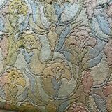 Louis XVI style bench in blue lacquered wood with gold trim