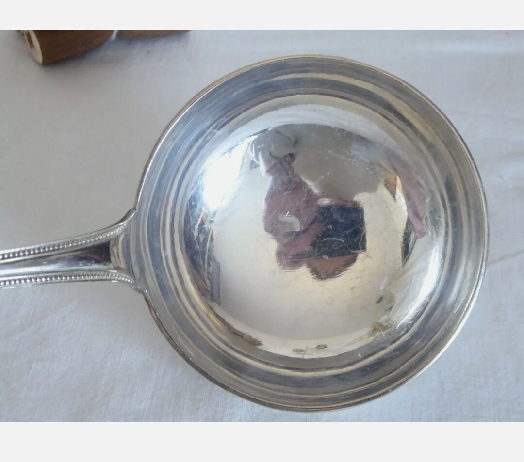 Silver metal ladle Christofle model pearls