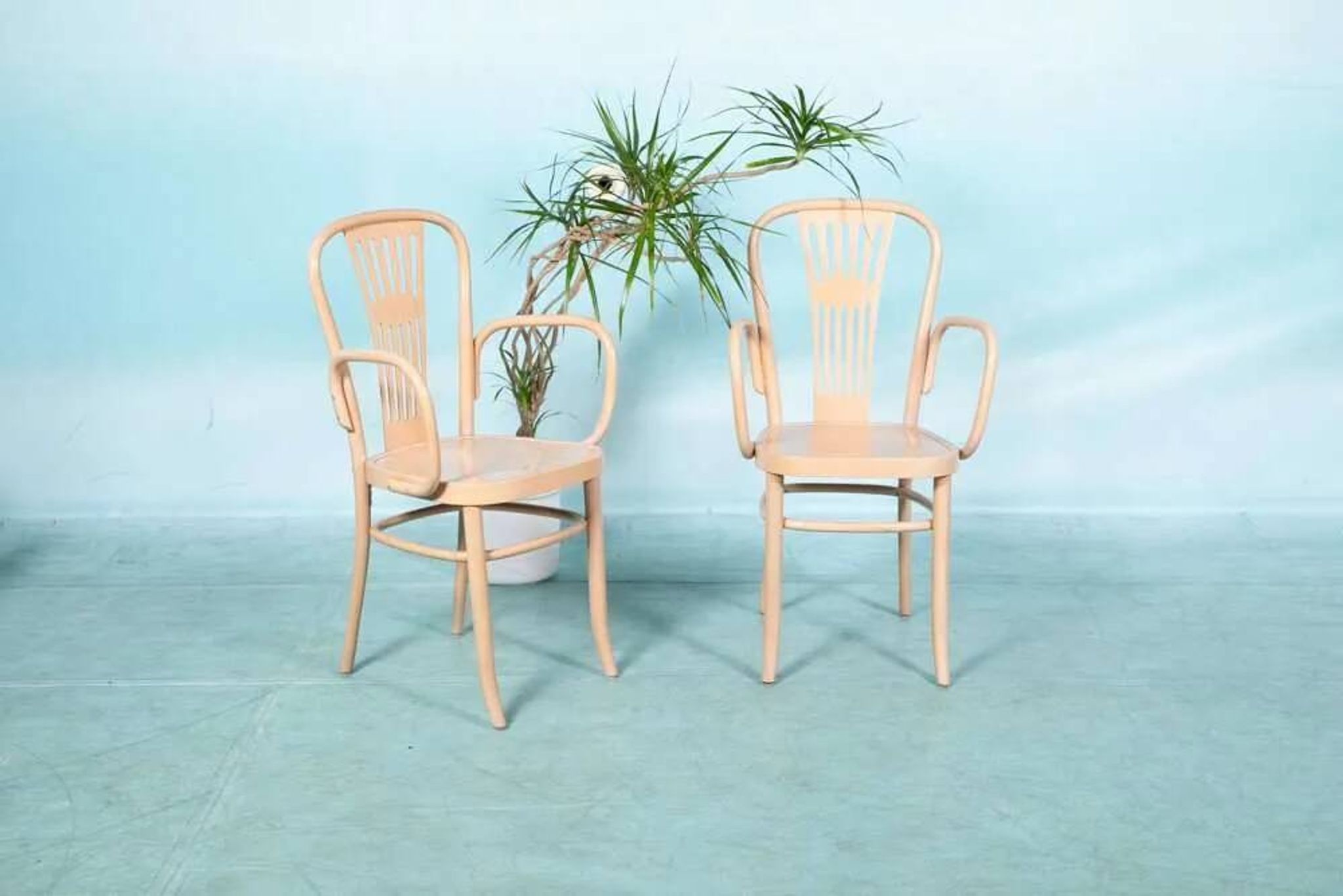 Ensemble de deux fauteuils en bois style Thonet, vintage rétro
