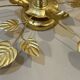 Gold leaf metal flower wall sconce 1970s 1980s Hollywood Regency Masca leaf