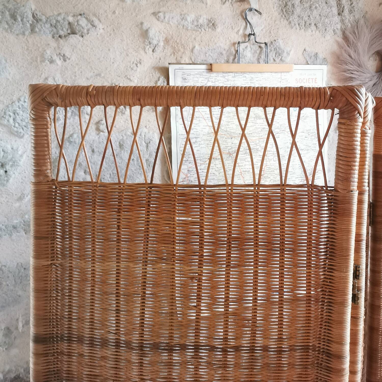 Vintage rattan and wicker room divider