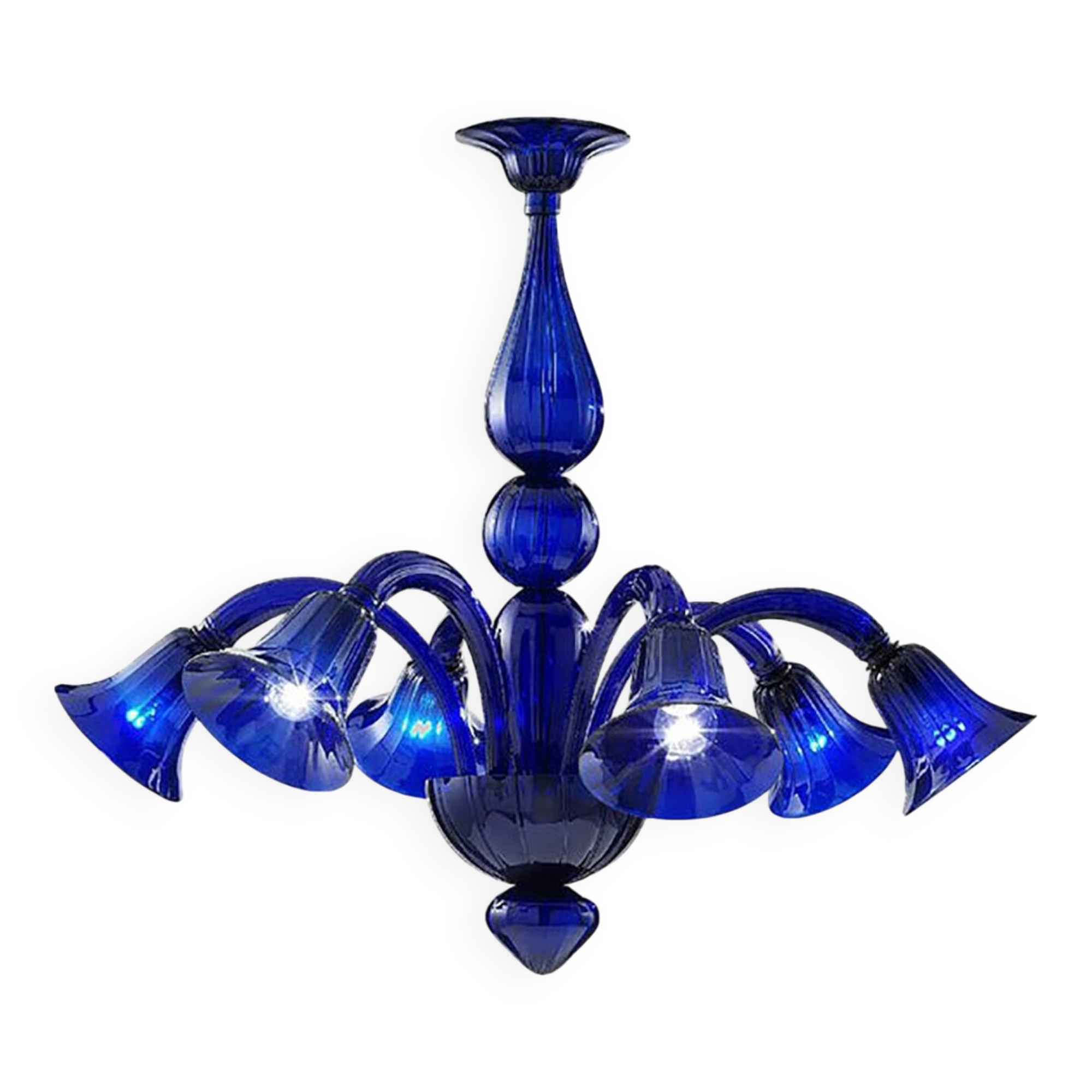 Contemporary Translucent Azzurre Murano Style Glass Chandelier