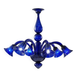 Contemporary Translucent Azzurre Murano Style Glass Chandelier