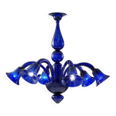 Contemporary Translucent Azzurre Murano Style Glass Chandelier