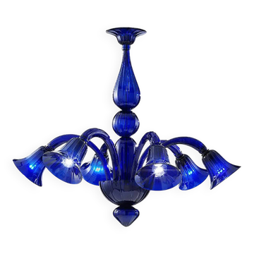 Contemporary Translucent Azzurre Murano Style Glass Chandelier