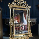 Miroir d’époque Art Nouveau en bois doré à la feuille d’or, fin XIXème